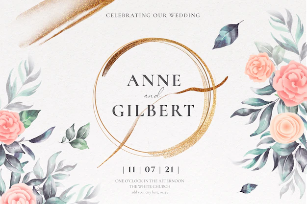 Free PSD | Floral wedding invitation template with soft flowers