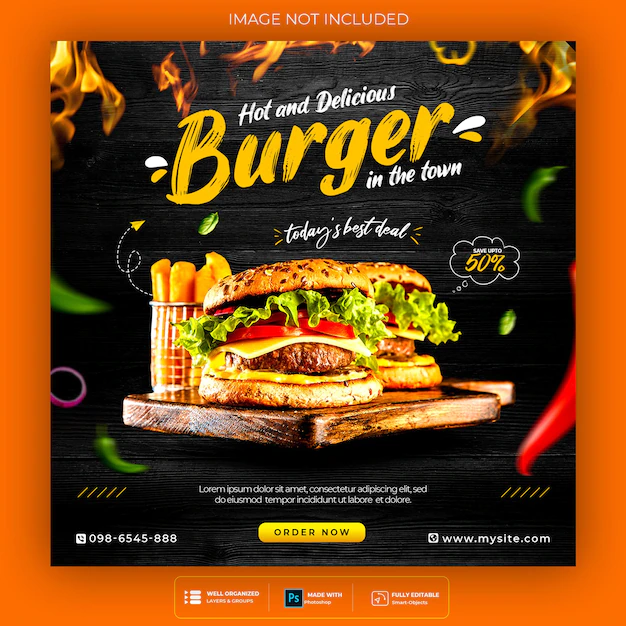 Free PSD | Food social media promotion and instagram banner post design
