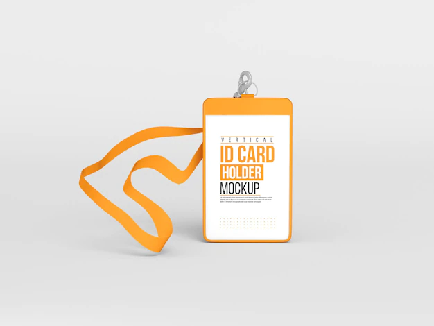 Free PSD | Vertical id card with holder mockup