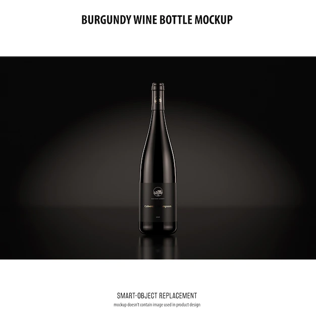 Free PSD | Burgundy wine bottle mockup