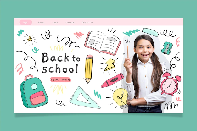 Free Vector | Hand drawn back to school landing page template with photo
