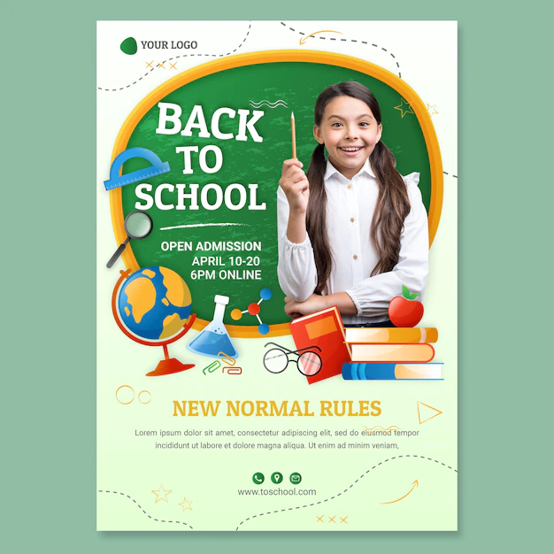 Free Vector | Detailed back to school vertical flyer template with photo