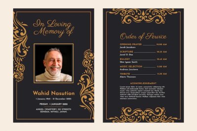 Free Vector | Flat design funeral order of service template