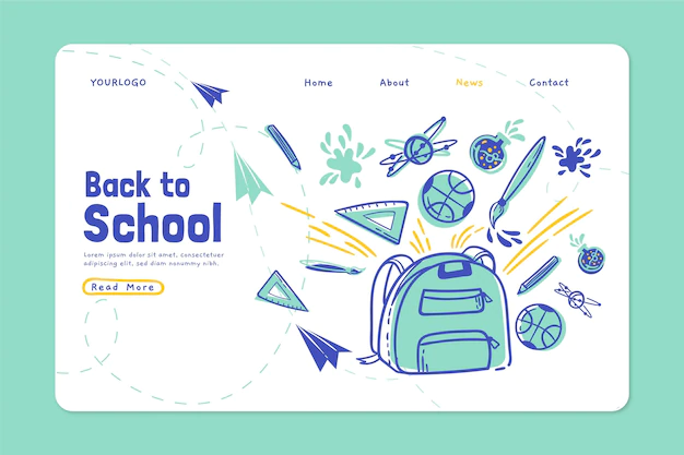 Free Vector | Hand drawn back to school landing page template