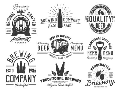 Free Vector | Set emblems with beer objects