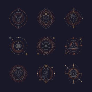 Free Vector | Geometric astrological symbols tarot card