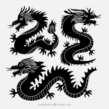 Free Vector | Dragons collection in black color