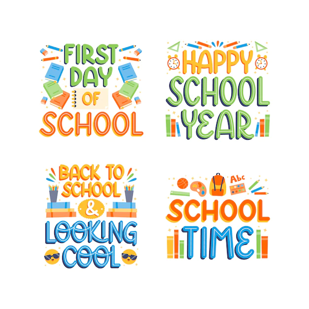 Free Vector | Colorful back to school lettering set
