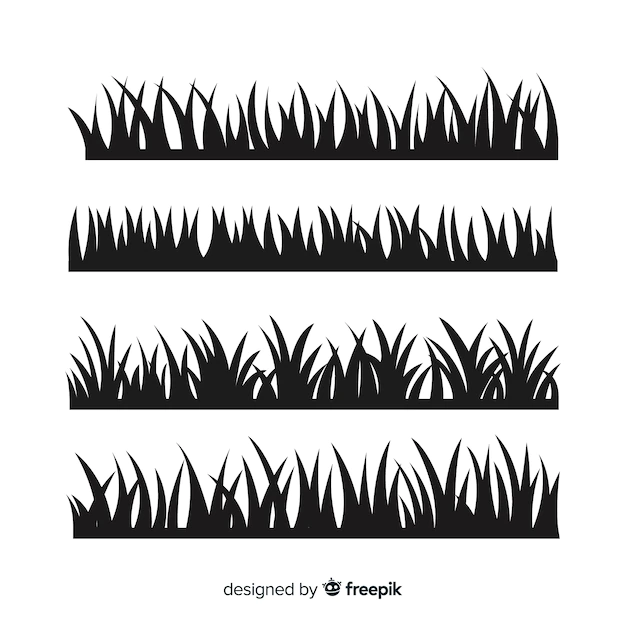 Free Vector | Black grass border silhouettes collection