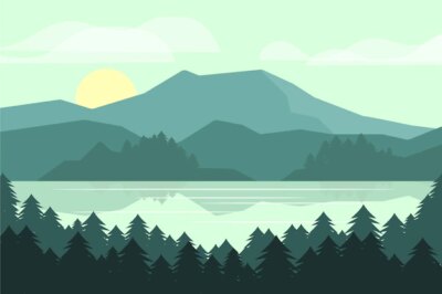 Free Vector | Flat design lake scenery