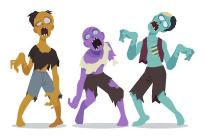 Free Vector | Hand drawn flat halloween zombies collection