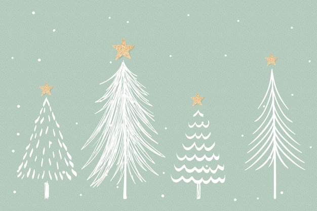 Free Vector | Green christmas background, aesthetic pine trees doodle vector