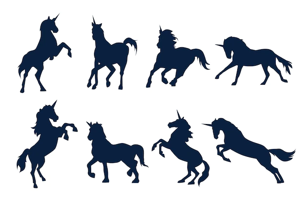 Free Vector | Flat design unicorn silhouette illustration