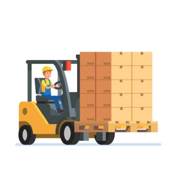 Free Vector | Forklift truck carrying a stacked boxes pallet