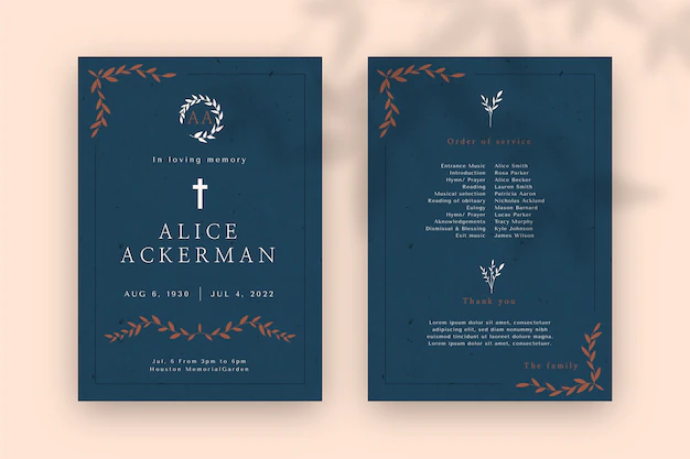 Free Vector | Flat design funeral order of service template