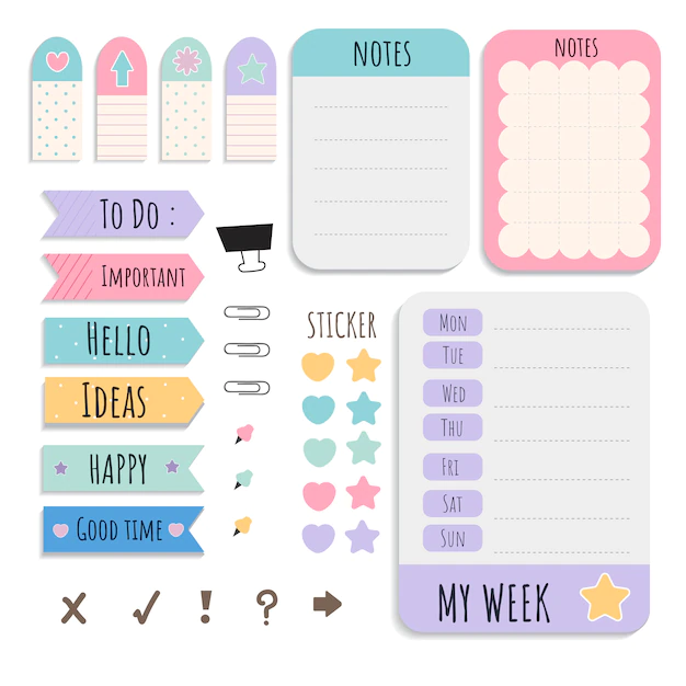 Free Vector | Colorful stationery set