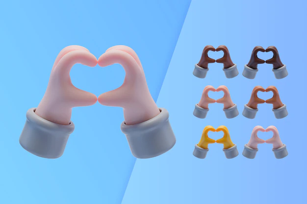 Free PSD | 3d collection with hands making heart symbol
