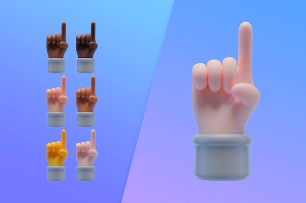 Free PSD | 3d collection with hands pointing index finger up
