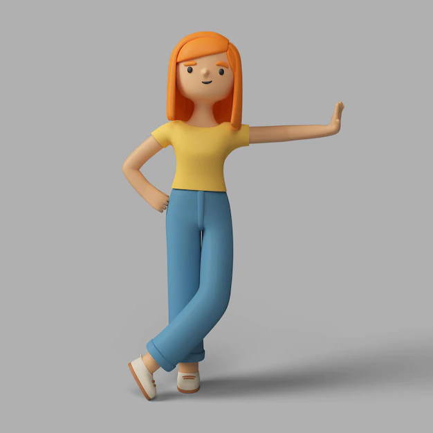Free PSD | 3d female character acting cool