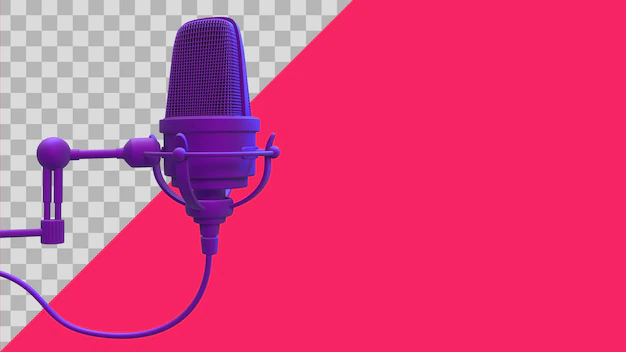 Free PSD | 3d illustration purple microphone clipping path