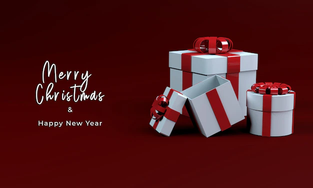 Free PSD | 3d render gift box for merry christmas