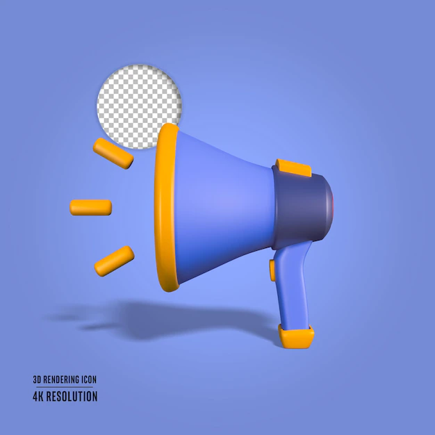 Free PSD | 3d render illustration megaphone isolated icon