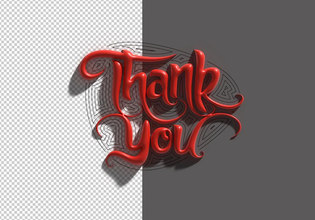 Free PSD | 3d render thank you lettering typographical transparent psd file