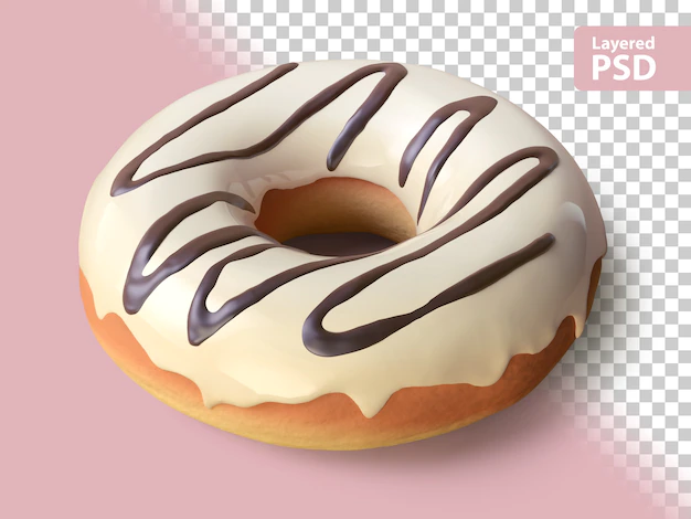 Free PSD | 3d rendering of a donut with white chocolate topping