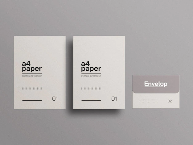 Free PSD | A4 paper with envelope mockup