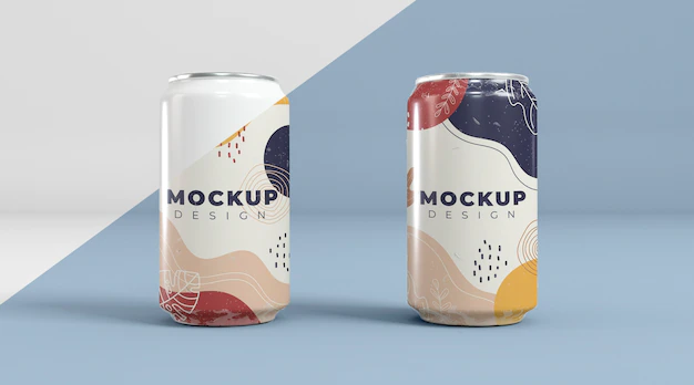 Free PSD | Abstract can packaging concept mock-up