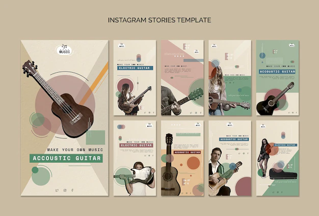 Free PSD | Acoustic guitar lessons instagram stories