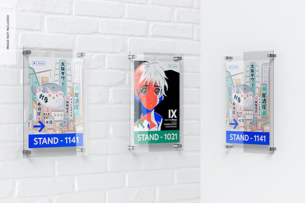 Free PSD | Acrylic poster frame on wall mockup