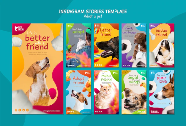 Free PSD | Adopt a pet instagram stories template