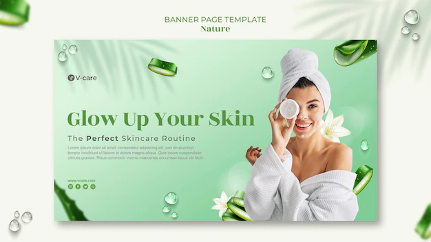 Free PSD | Aloe vera natural cosmetics banner template design