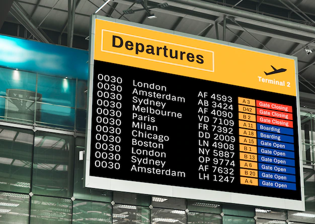 Free PSD | Announcement screen mockup at the airport