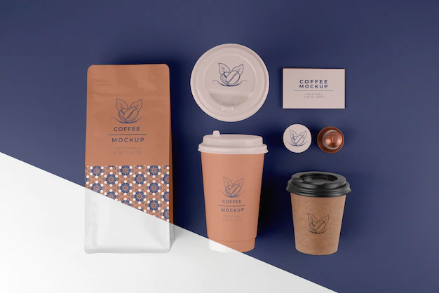 Free PSD | Assortment of coffee shop elements mock-up