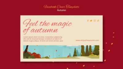 Free PSD | Autumn celebration social media cover template with landcape