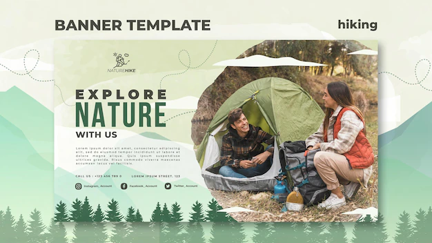 Free PSD | Banner template for nature hiking