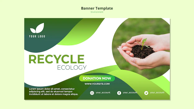 Free PSD | Banner template with recycle theme