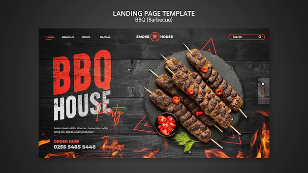 Free PSD | Barbecue house landing page template
