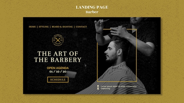 Free PSD | Barber shop landing page template