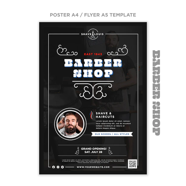 Free PSD | Barbershop vertical poster template