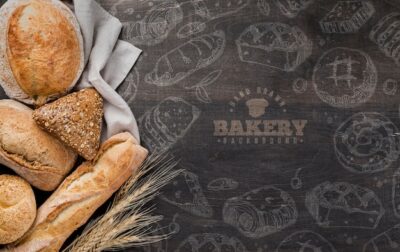 Free PSD | Basket with fresh bread