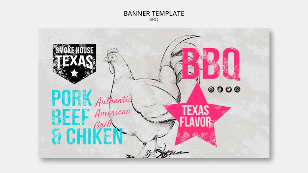 Free PSD | Bbq banner template with chicken