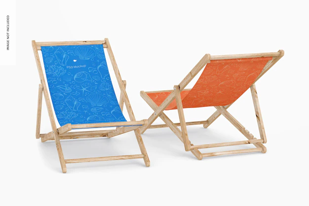 Free PSD | Beach folding chairs mockup, front and back view