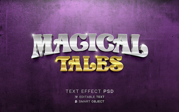 Free PSD | Beautiful magical tales text effect