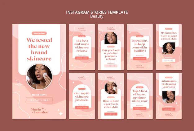 Free PSD | Beauty and skincare cosmetics instagram stories collection