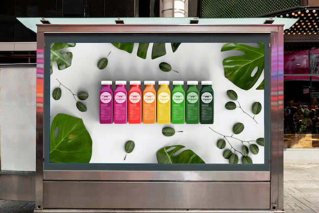 Free PSD | Billboard mock-up with colorful smoothies