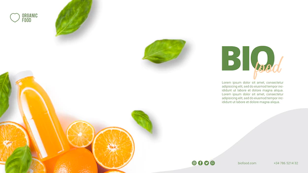 Free PSD | Bio food banner template with photo