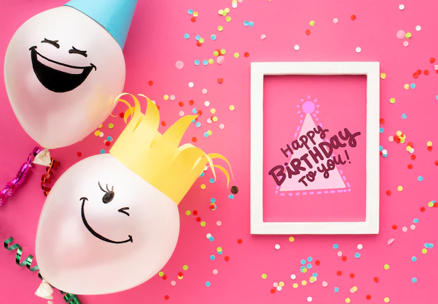 Free PSD | Birthday balloons with white lettering